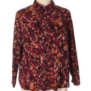 Catherines Abstract Long Sleeve Blouse 0X 1X XXL